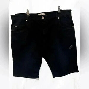 Authentic Kangol black denim classic street style trendy 4 pckt long shorts 42